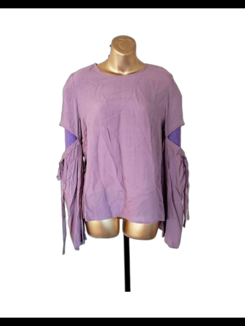 Light Purple Self-Tie Sleeves Blouse
